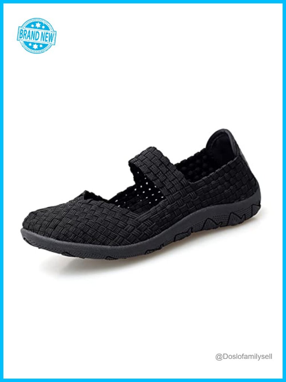 Women's Mary Jane Sneakers Woven Elastic Flats Lightweight Walking Shoes Work